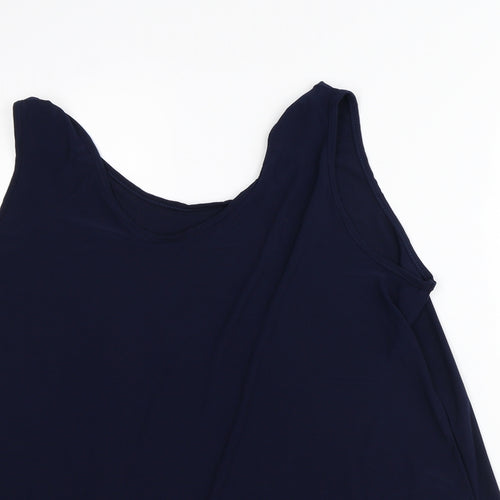Preworn Womens Blue Polyester Tunic Tank Size XL Round Neck