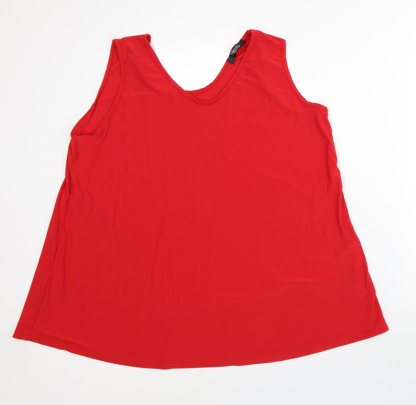 Nicole Collection Womens Red Polyester Basic Blouse Size XL Scoop Neck