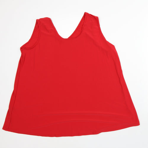 Nicole Collection Womens Red Polyester Basic Blouse Size XL Scoop Neck
