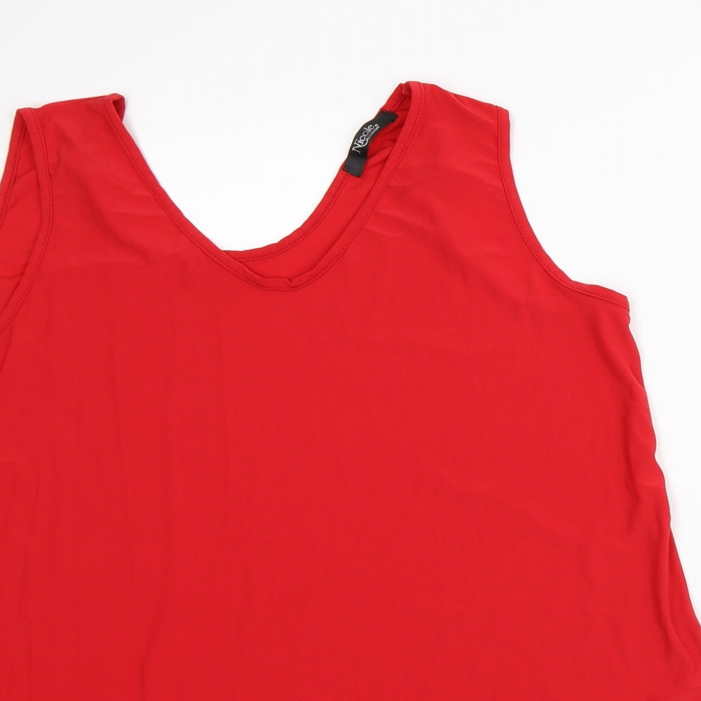 Nicole Collection Womens Red Polyester Basic Blouse Size XL Scoop Neck