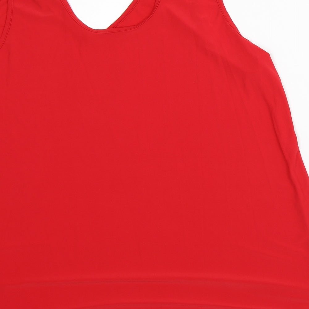 Nicole Collection Womens Red Polyester Basic Blouse Size XL Scoop Neck