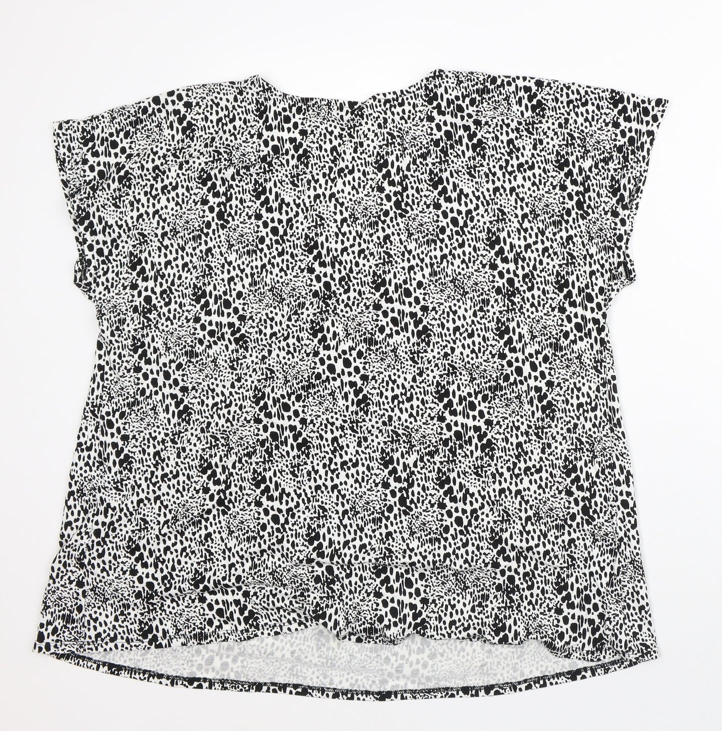 TU Womens White Animal Print Viscose Tunic Blouse Size 16 V-Neck