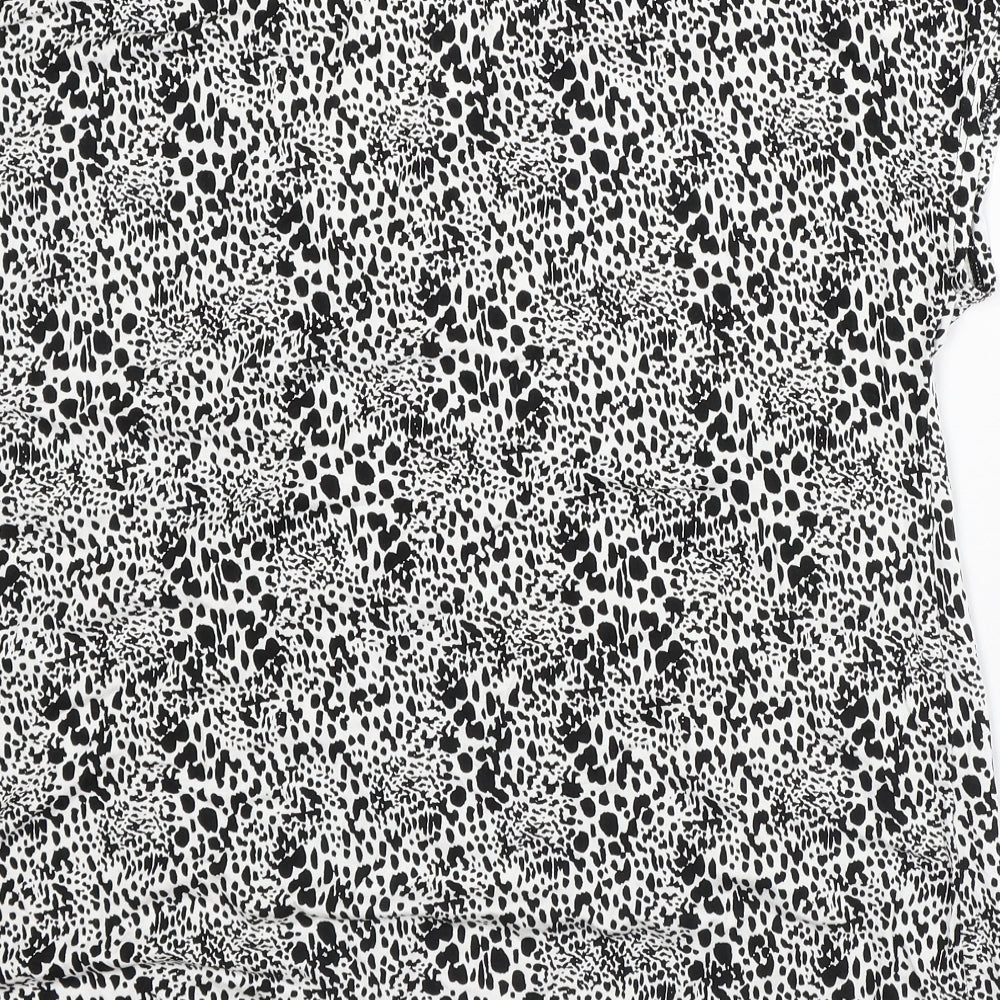 TU Womens White Animal Print Viscose Tunic Blouse Size 16 V-Neck