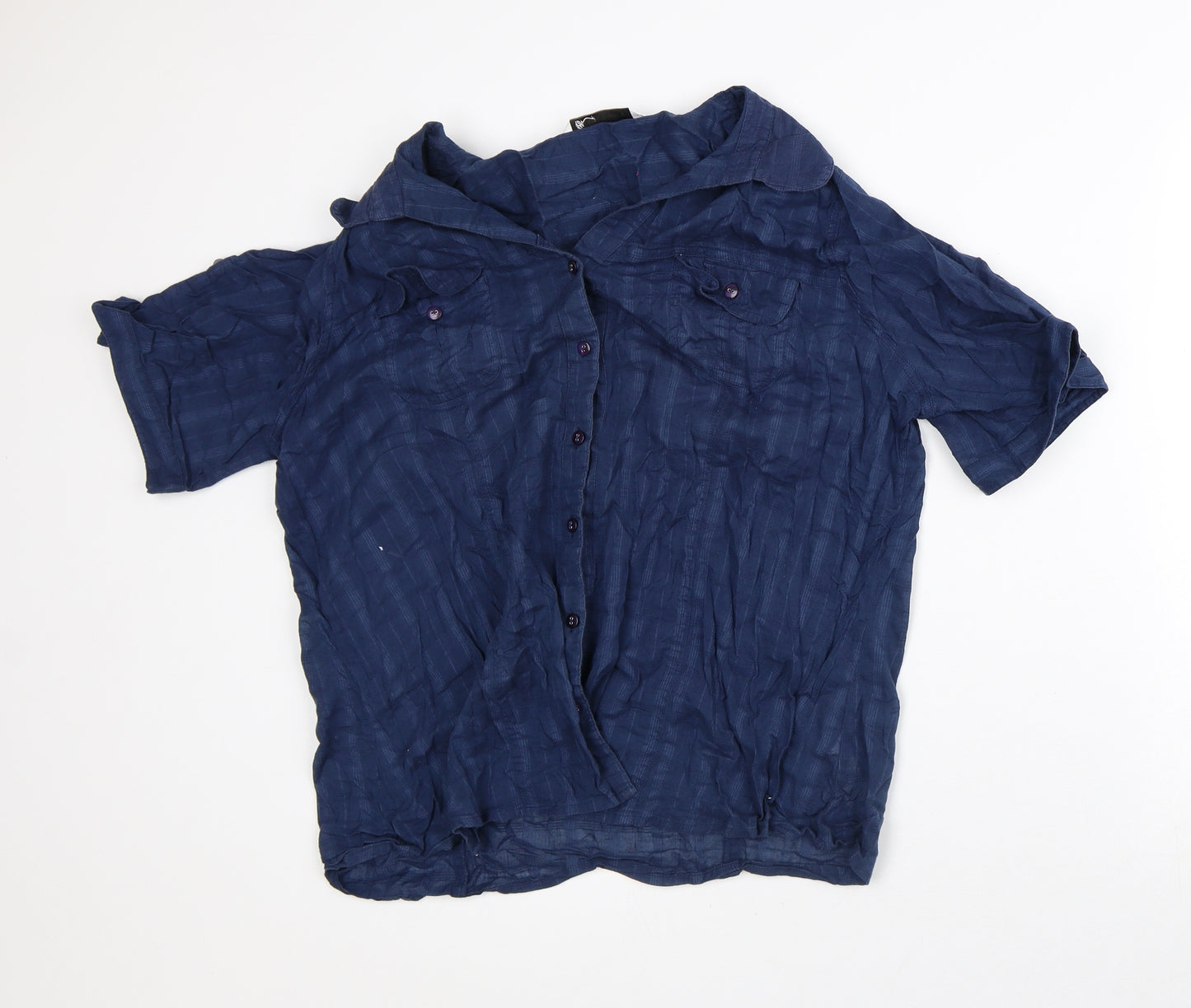 BHS Womens Blue Cotton Basic Button-Up Size 20 Collared