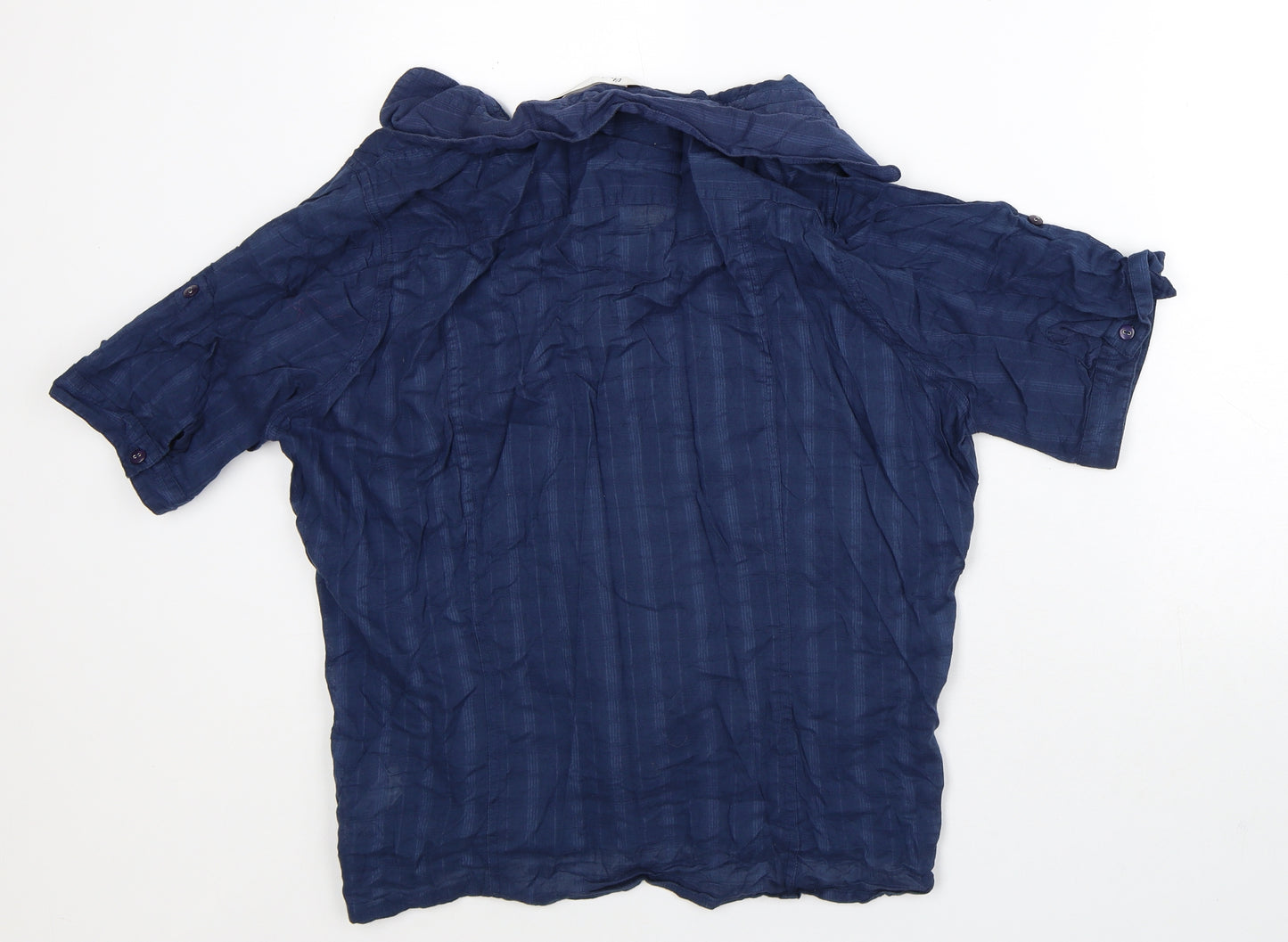 BHS Womens Blue Cotton Basic Button-Up Size 20 Collared