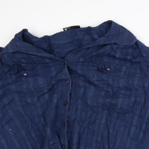 BHS Womens Blue Cotton Basic Button-Up Size 20 Collared