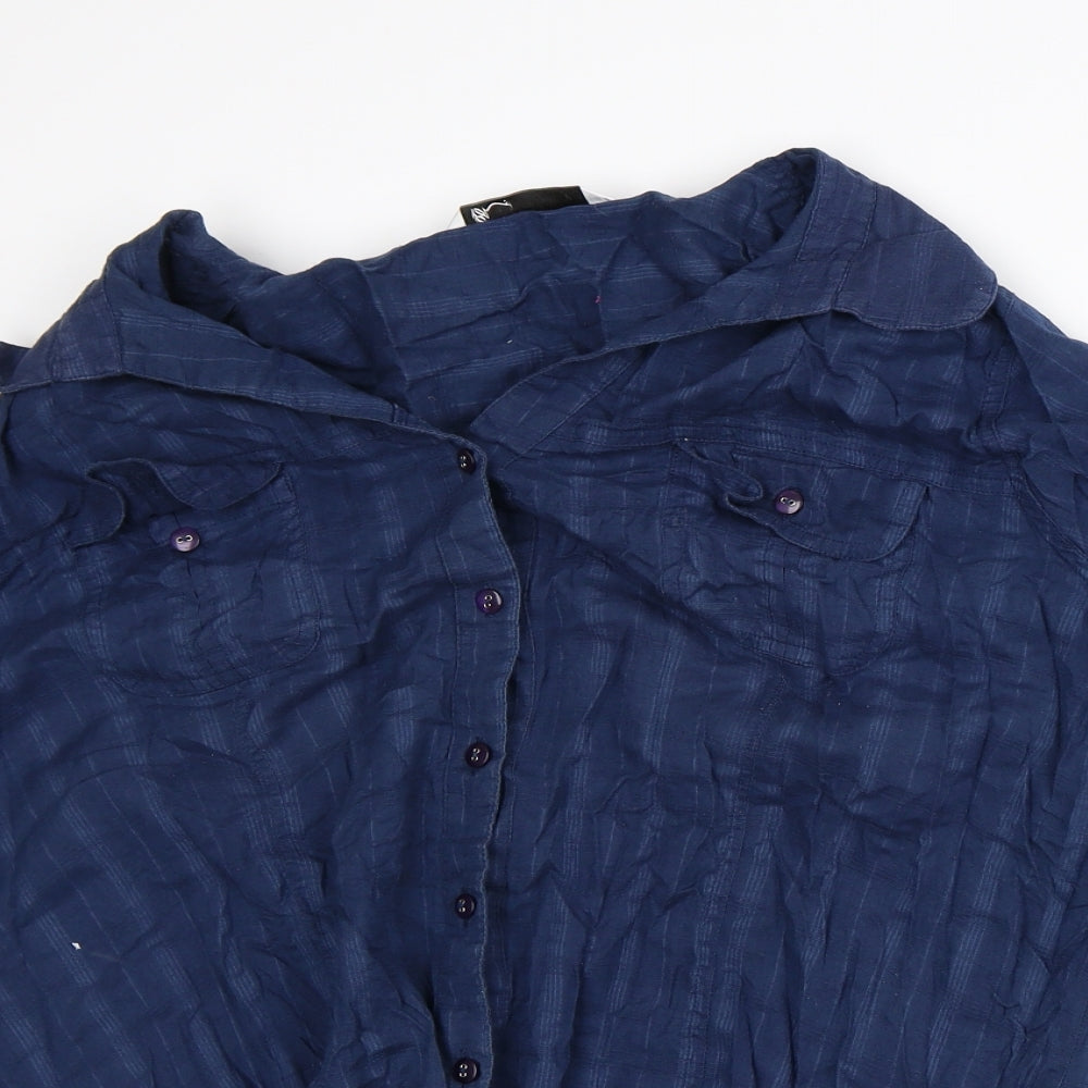 BHS Womens Blue Cotton Basic Button-Up Size 20 Collared