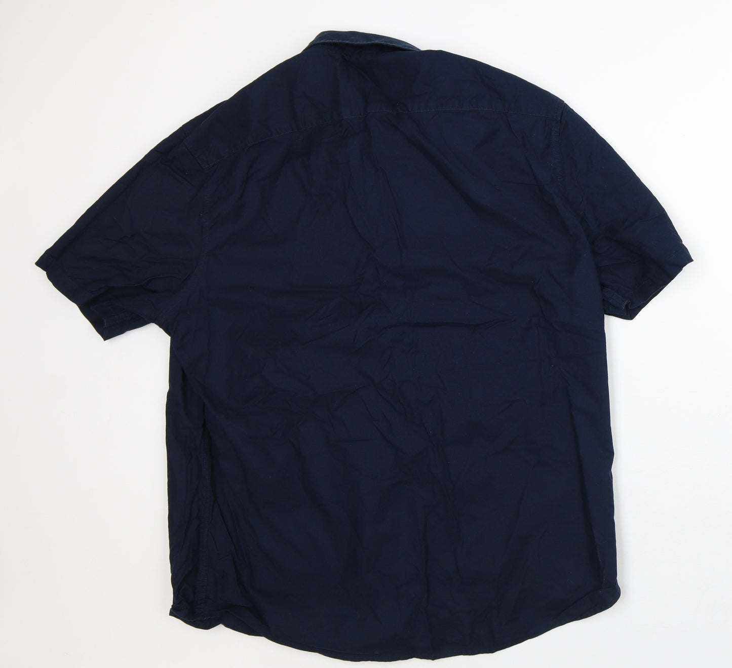 Marks and Spencer Mens Blue Cotton Button-Up Size XL Collared