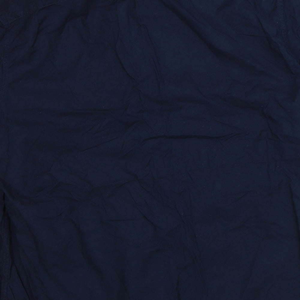Marks and Spencer Mens Blue Cotton Button-Up Size XL Collared
