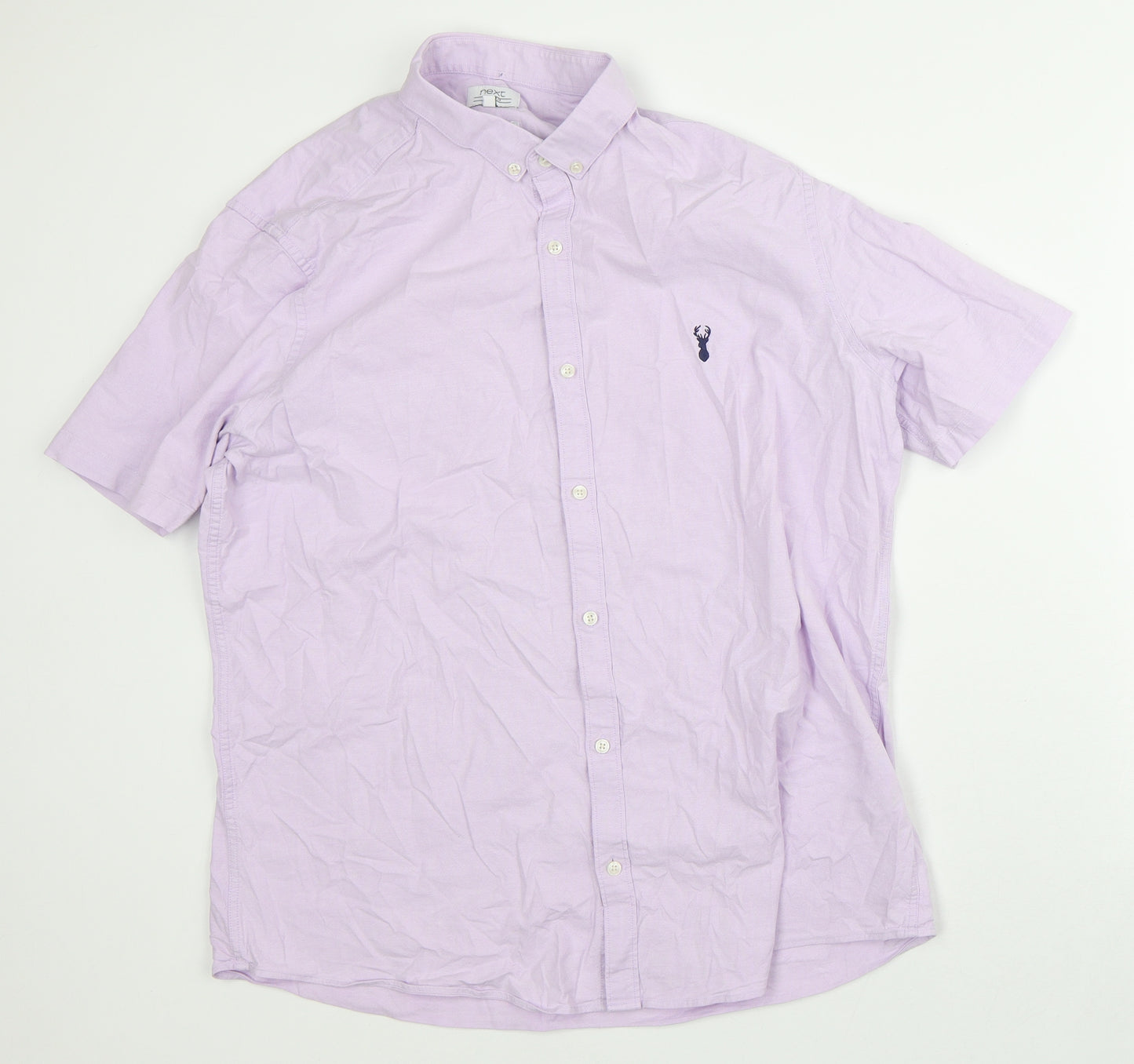 NEXT Womens Pink Cotton Basic Button-Up Size XL Collared