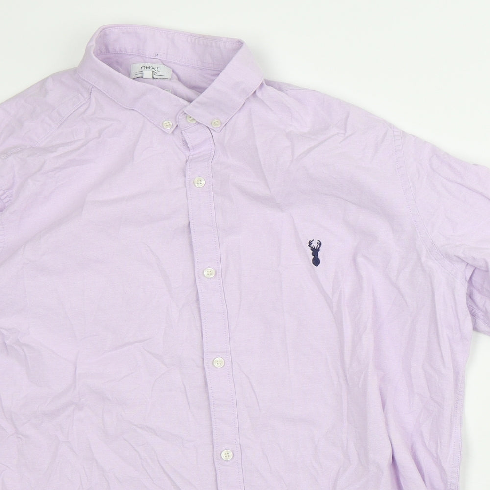 NEXT Womens Pink Cotton Basic Button-Up Size XL Collared