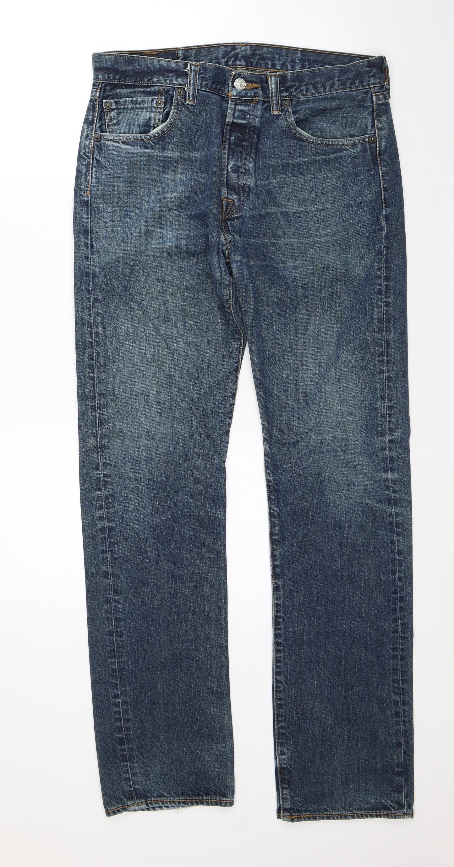 Levi Strauss Mens Blue Cotton Straight Jeans Size 30 in L32 in Regular