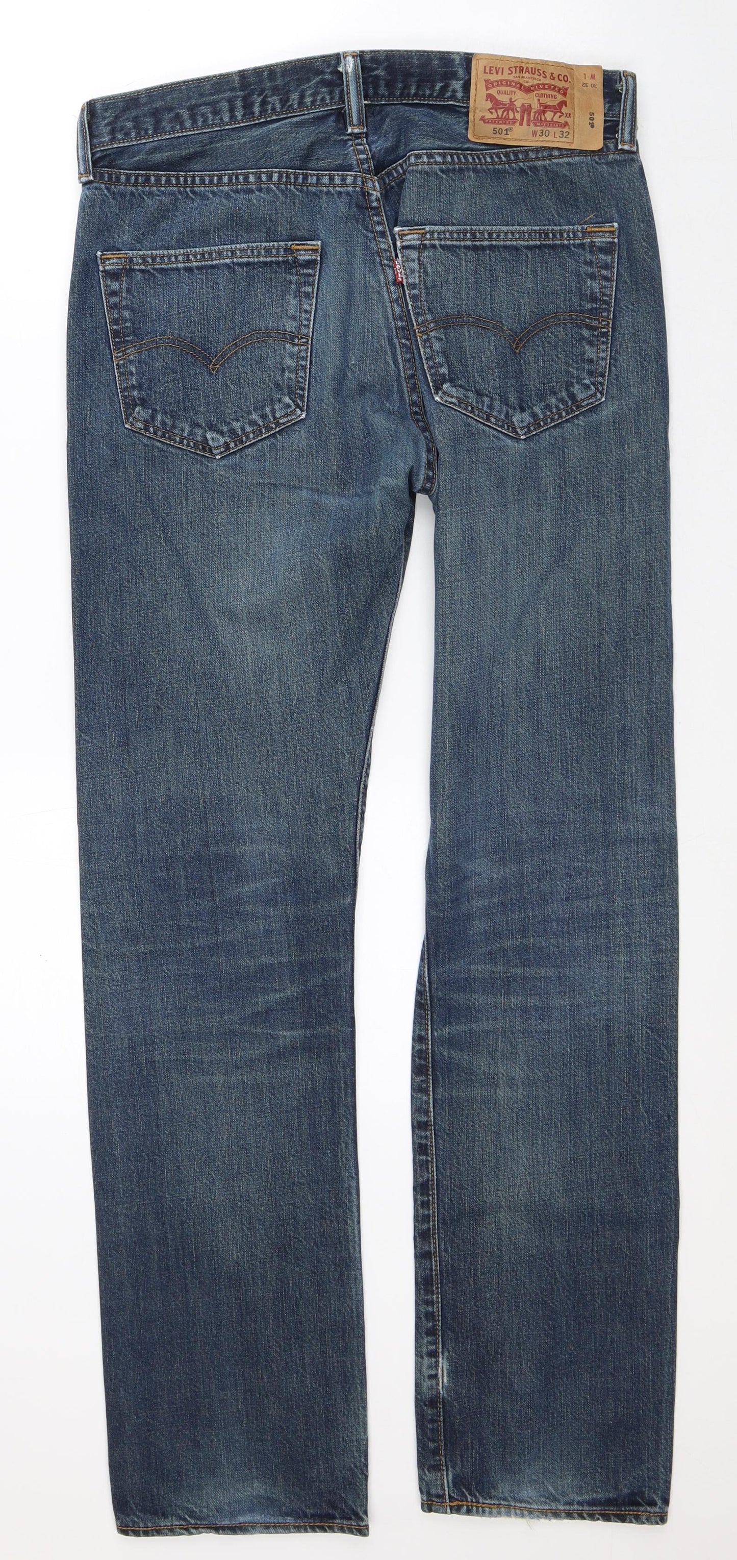 Levi Strauss Mens Blue Cotton Straight Jeans Size 30 in L32 in Regular