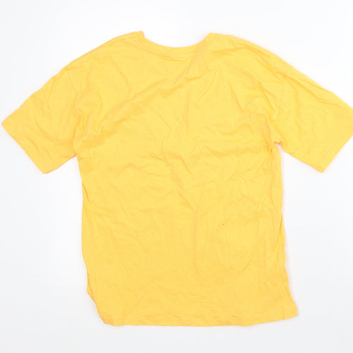 George Girls Yellow Cotton Basic T-Shirt Size 9-10 Years Crew Neck - Positivity