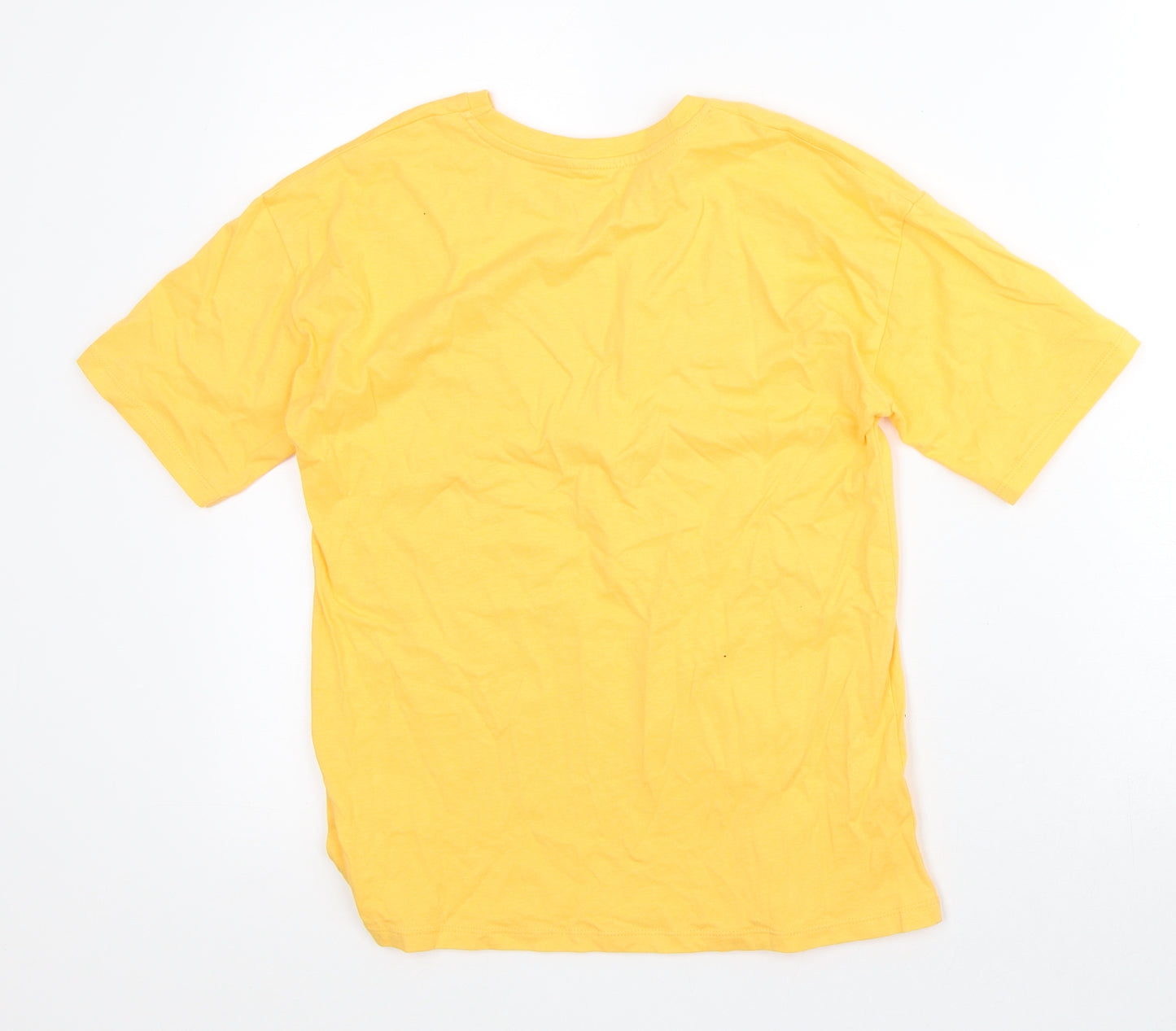 George Girls Yellow Cotton Basic T-Shirt Size 9-10 Years Crew Neck - Positivity