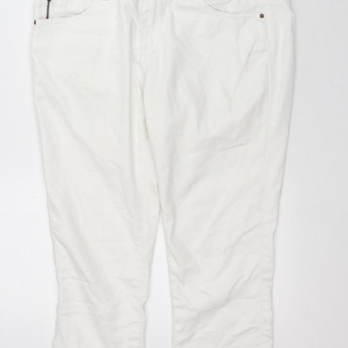 Dunnes Stores Womens White Cotton Capri Jeans Size 10 L22 in Regular