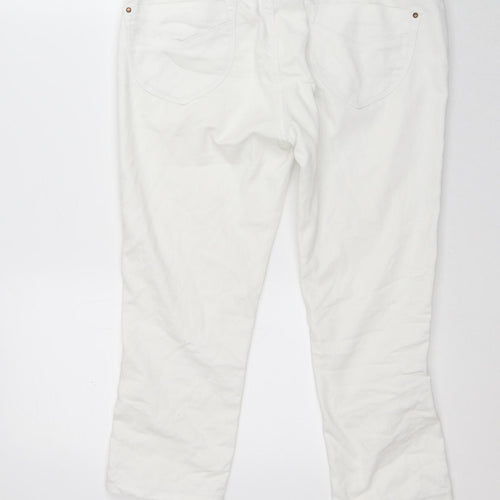 Dunnes Stores Womens White Cotton Capri Jeans Size 10 L22 in Regular