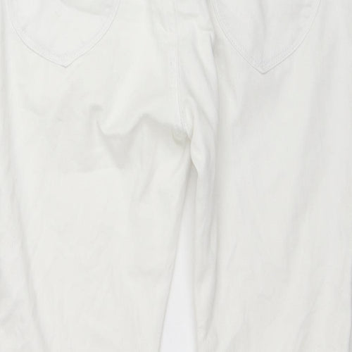Dunnes Stores Womens White Cotton Capri Jeans Size 10 L22 in Regular