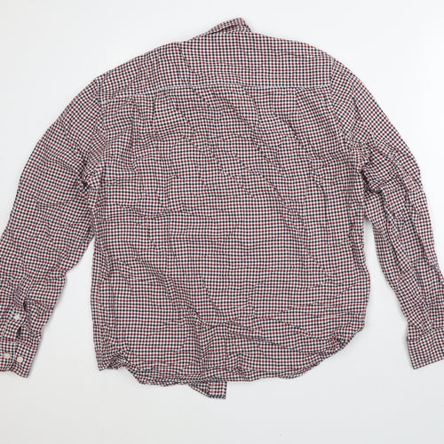 Lincoln Mens White Plaid Cotton Button-Up Size M Collared