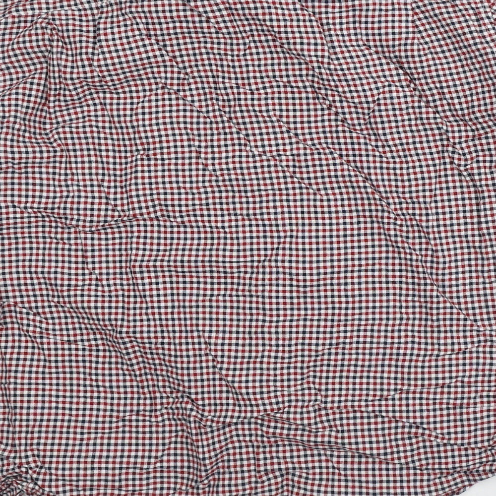 Lincoln Mens White Plaid Cotton Button-Up Size M Collared