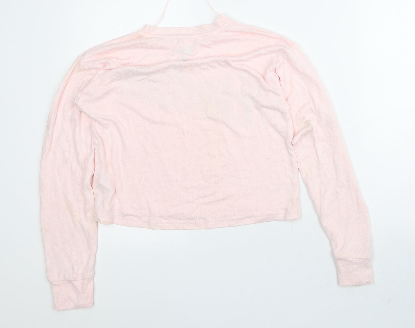 Barbie Womens Pink Viscose Cropped T-Shirt Size XS Crew Neck