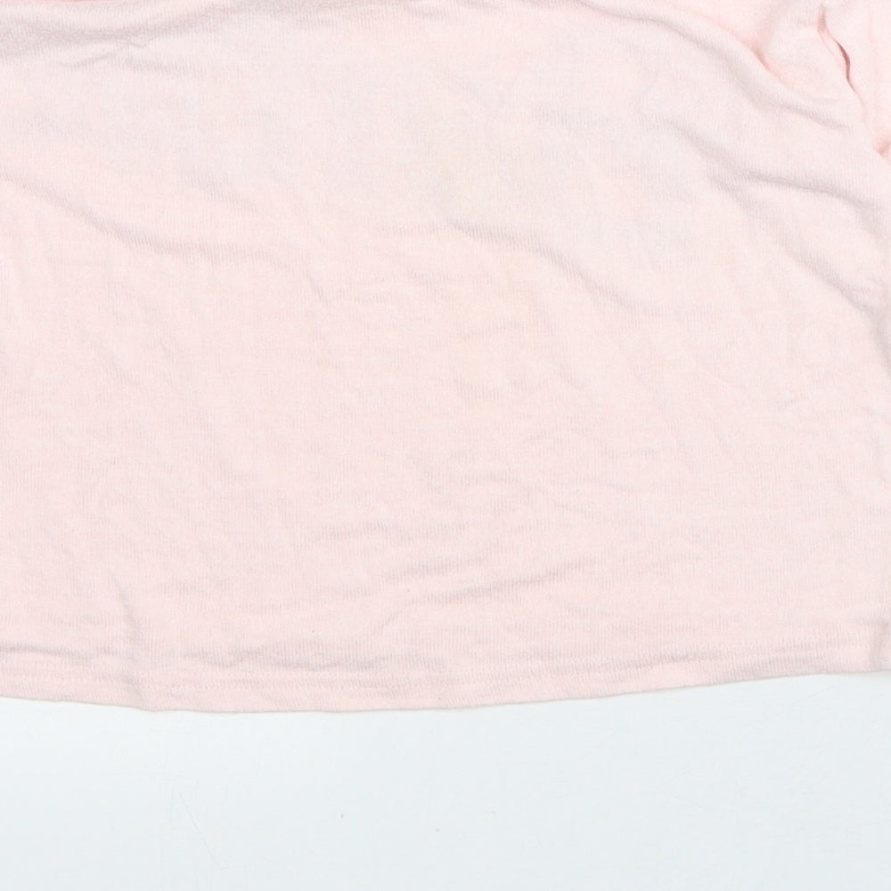 Barbie Womens Pink Viscose Cropped T-Shirt Size XS Crew Neck