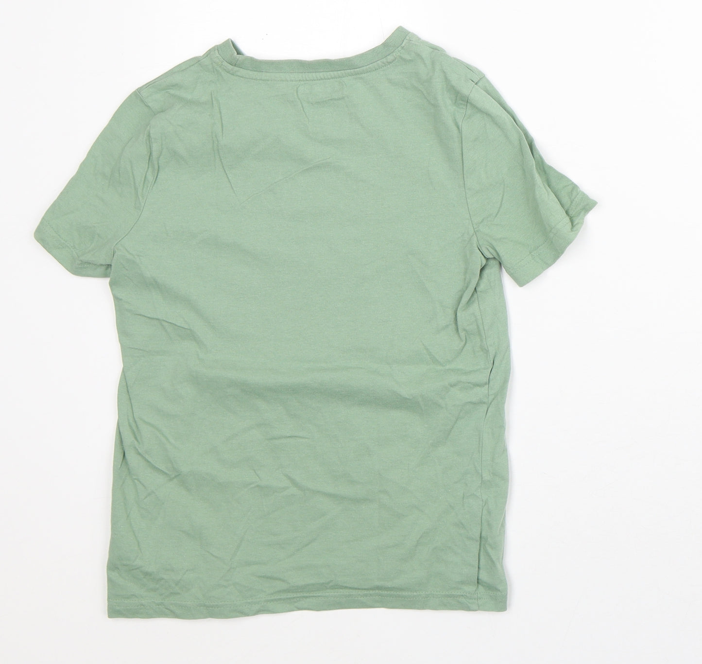 F&F Boys Green Cotton Basic T-Shirt Size 8-9 Years Crew Neck - Good Vibes
