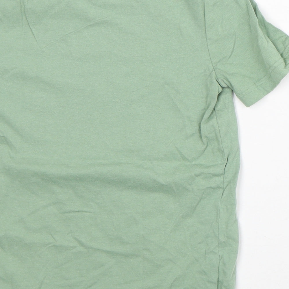 F&F Boys Green Cotton Basic T-Shirt Size 8-9 Years Crew Neck - Good Vibes
