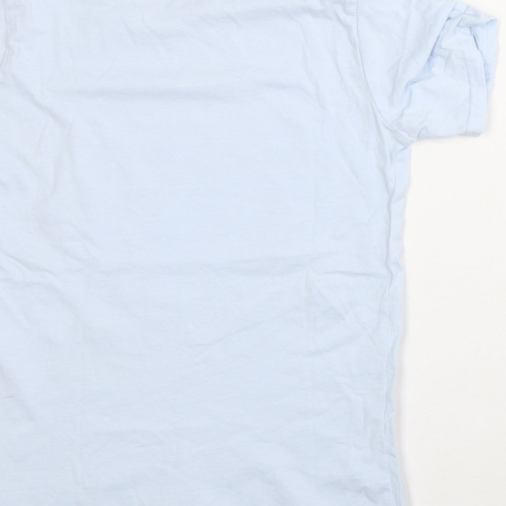 Dunnes Stores Girls Blue Cotton Basic T-Shirt Size 9-10 Years Crew Neck - Shark