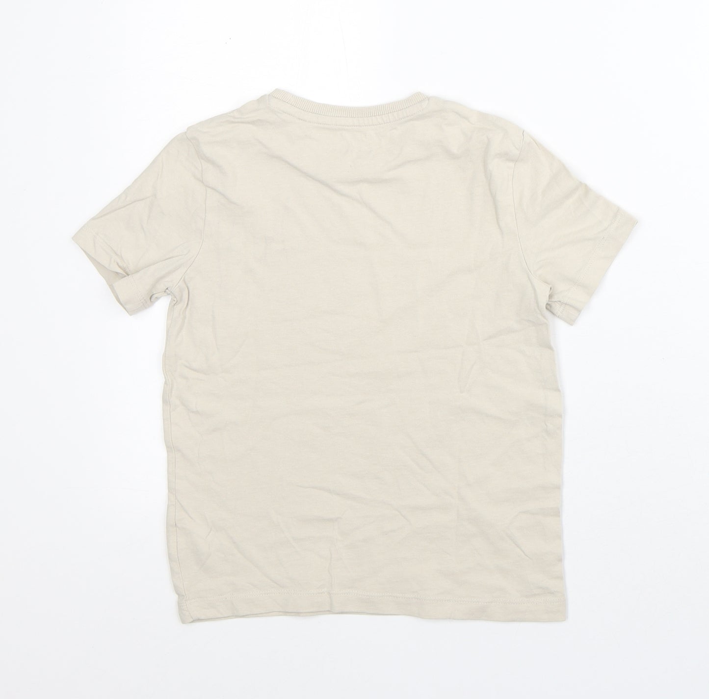 NEXT Boys Brown Cotton Basic T-Shirt Size 7 Years Crew Neck - Dinosaur