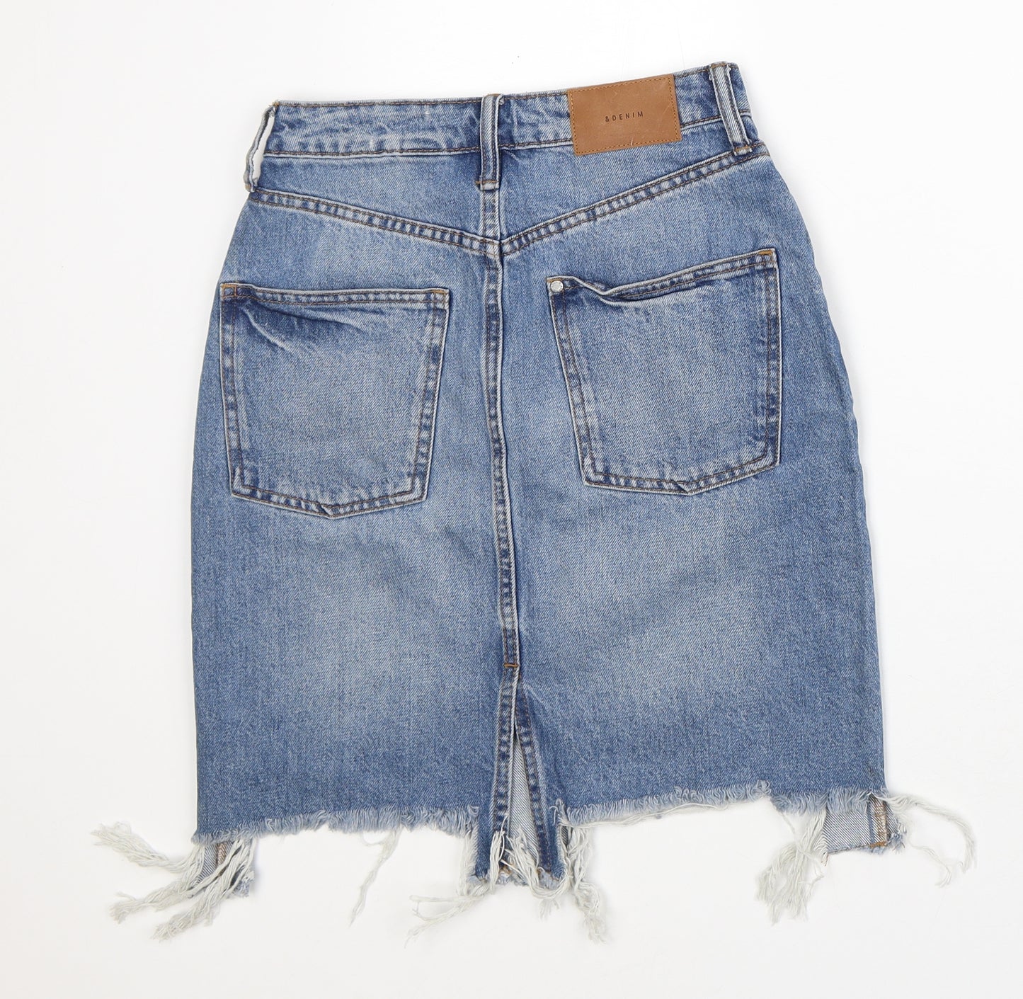 &Denim Womens Blue Cotton Straight & Pencil Skirt Size 6 - Cut Off
