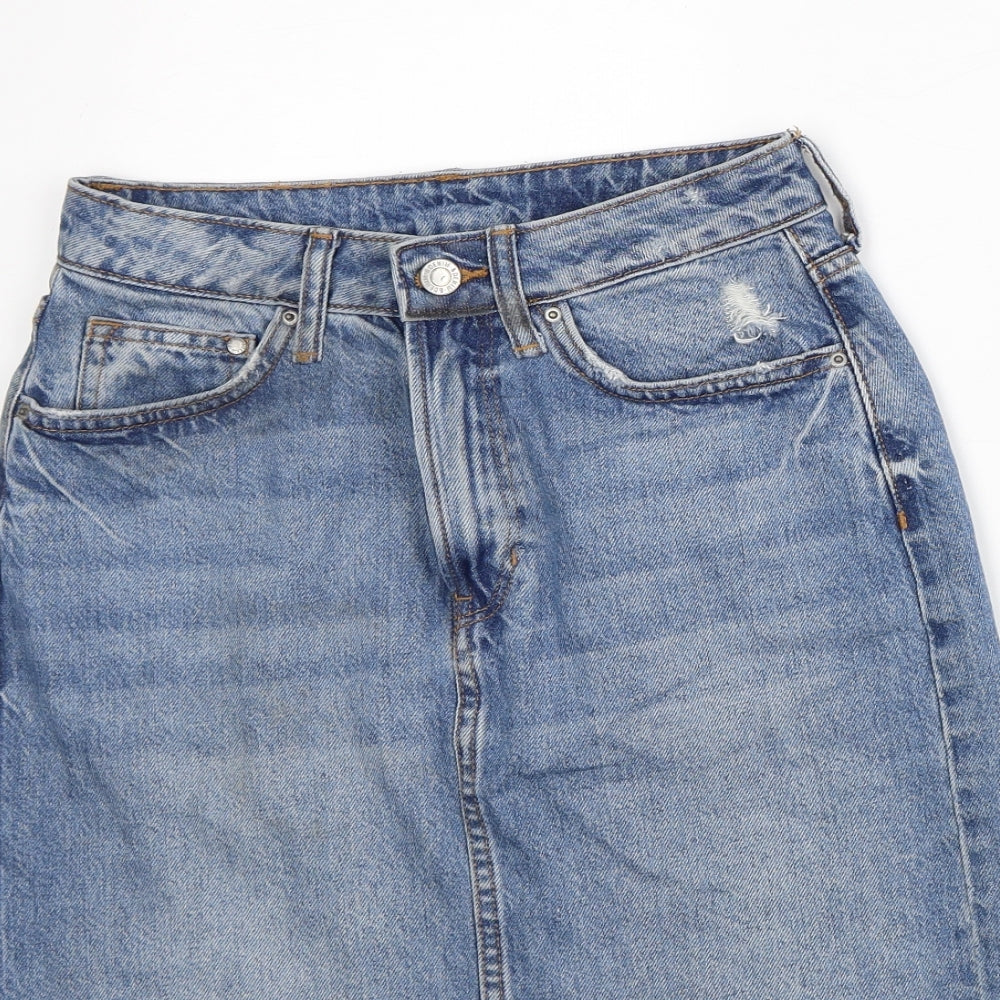 &Denim Womens Blue Cotton Straight & Pencil Skirt Size 6 - Cut Off