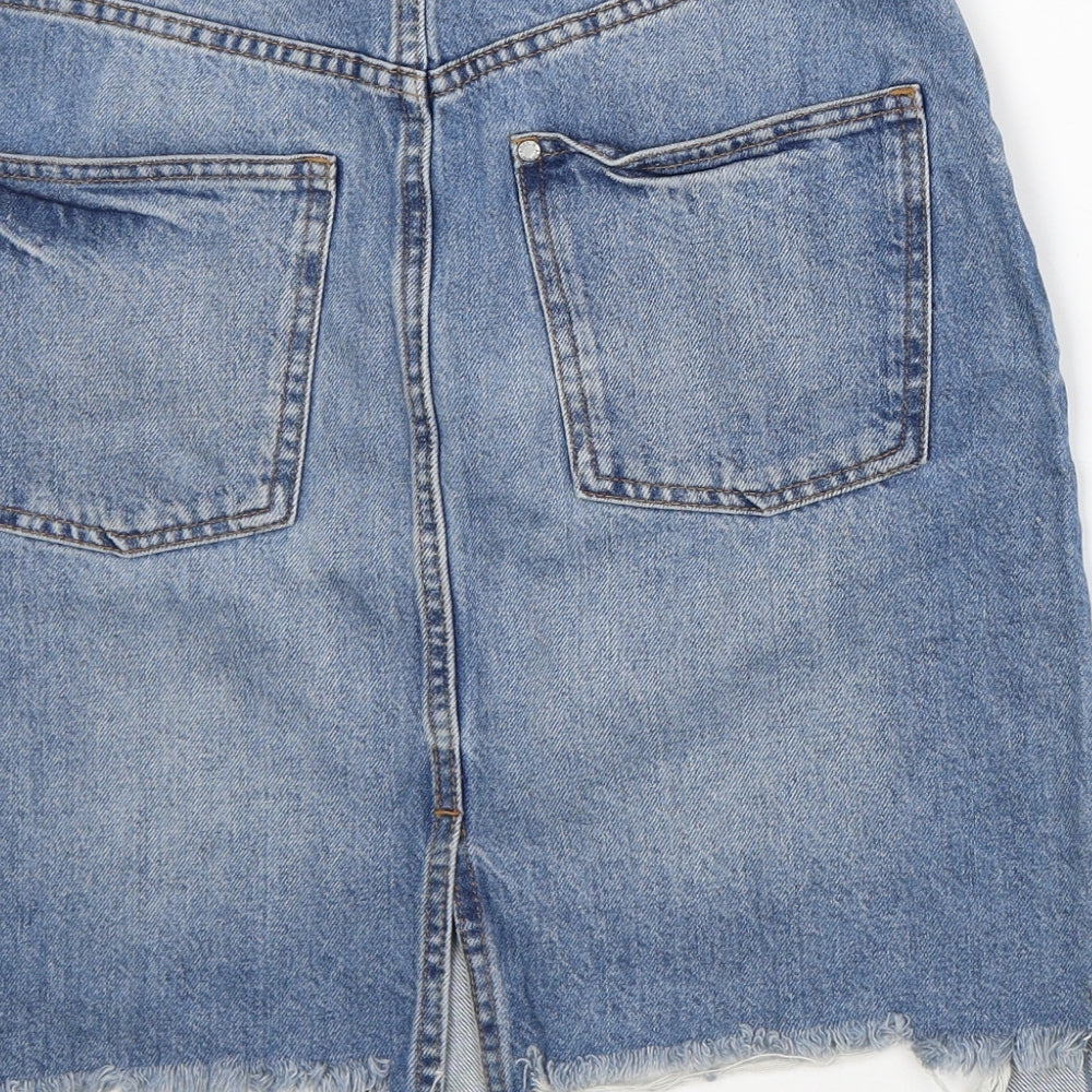 &Denim Womens Blue Cotton Straight & Pencil Skirt Size 6 - Cut Off