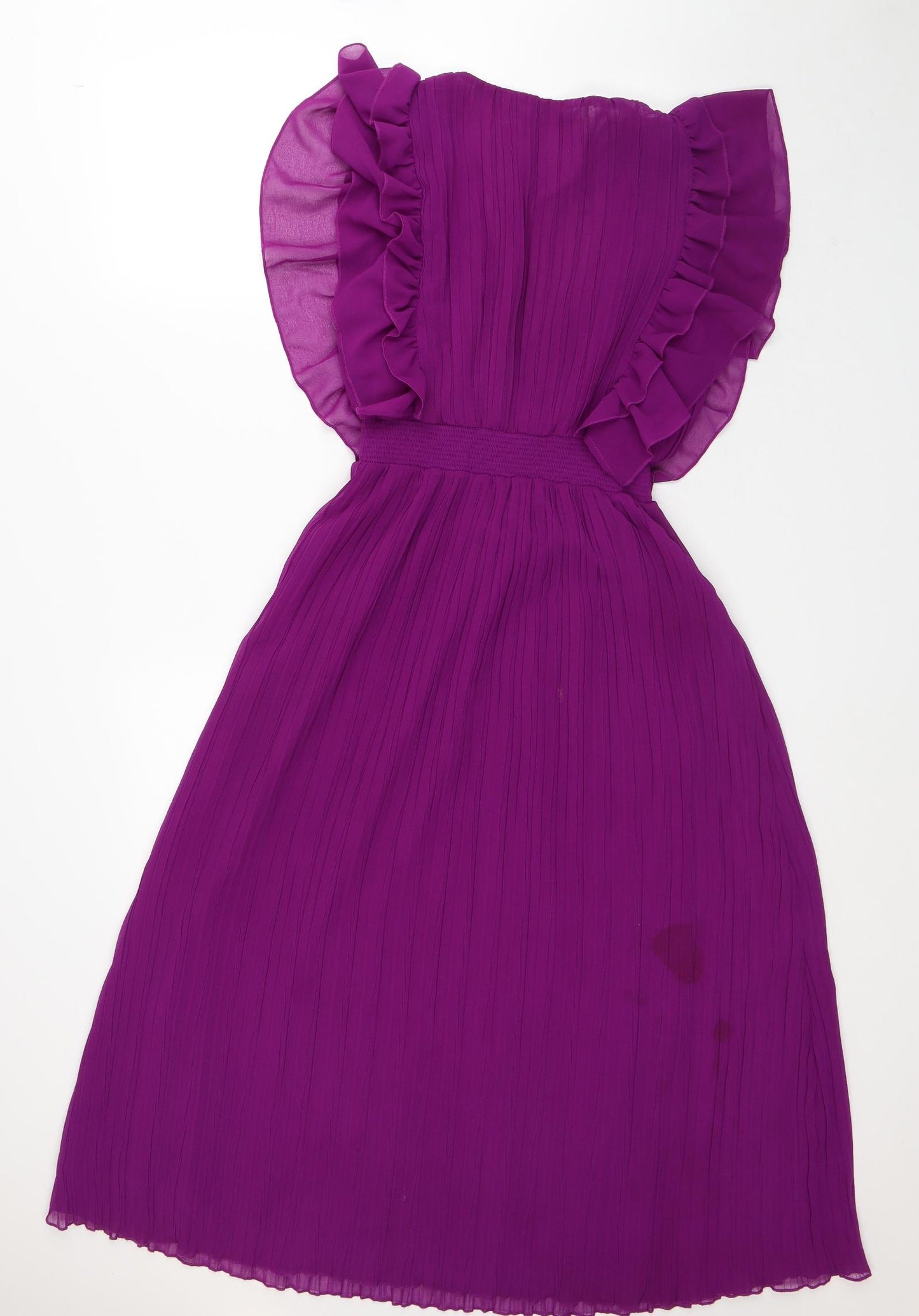 Zara Womens Purple Polyester Fit & Flare Size S V-Neck