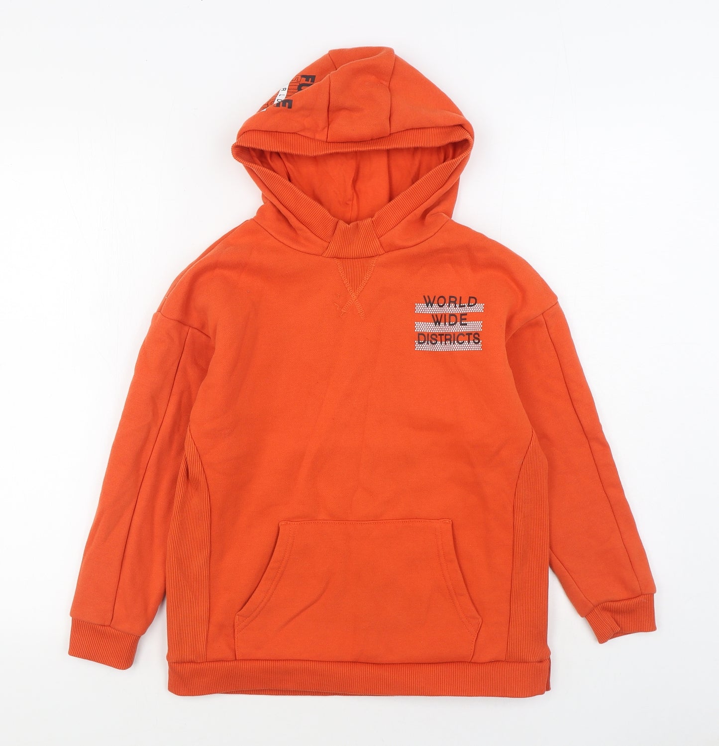 Primark Boys Orange Cotton Pullover Hoodie Size 9-10 Years Pullover