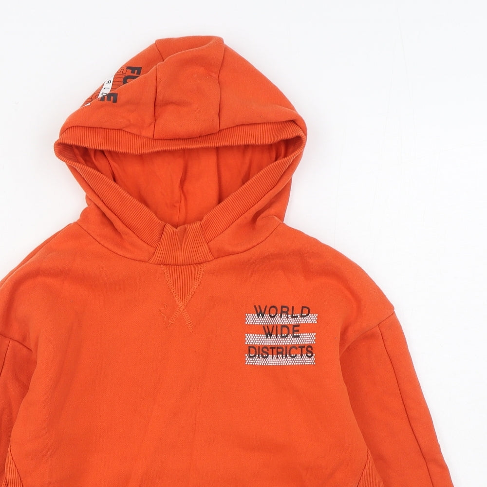 Primark Boys Orange Cotton Pullover Hoodie Size 9-10 Years Pullover