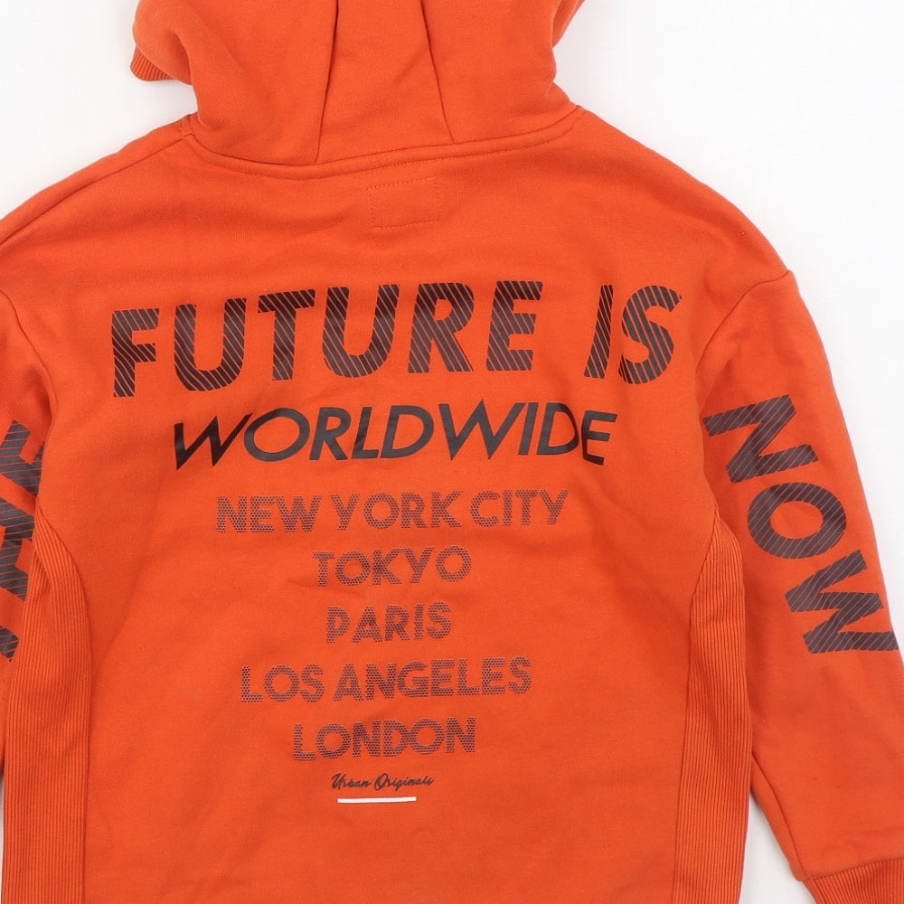 Primark Boys Orange Cotton Pullover Hoodie Size 9-10 Years Pullover