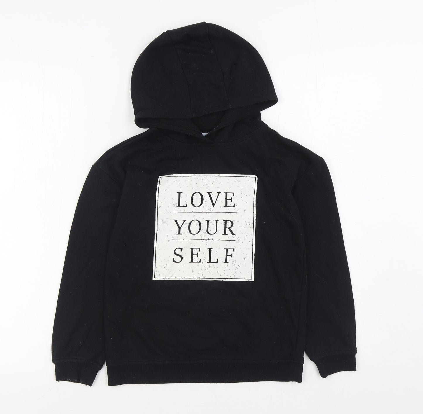 Primark Girls Black Cotton Pullover Hoodie Size 9-10 Years Pullover