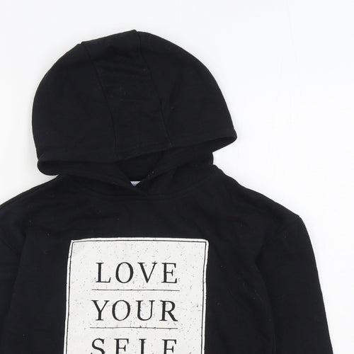 Primark Girls Black Cotton Pullover Hoodie Size 9-10 Years Pullover