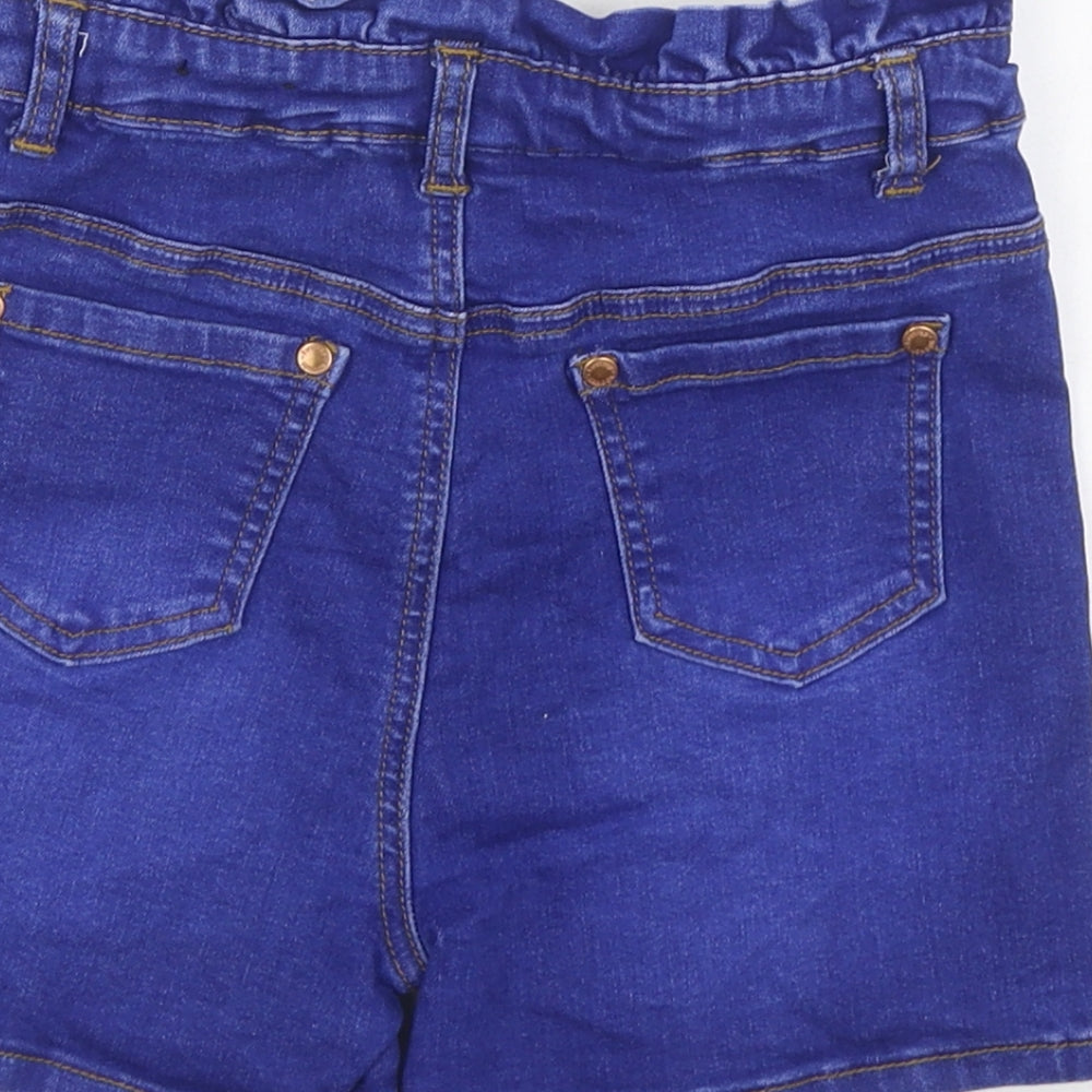 Firetrap Girls Blue Cotton Boyfriend Shorts Size 9-10 Years Regular Zip