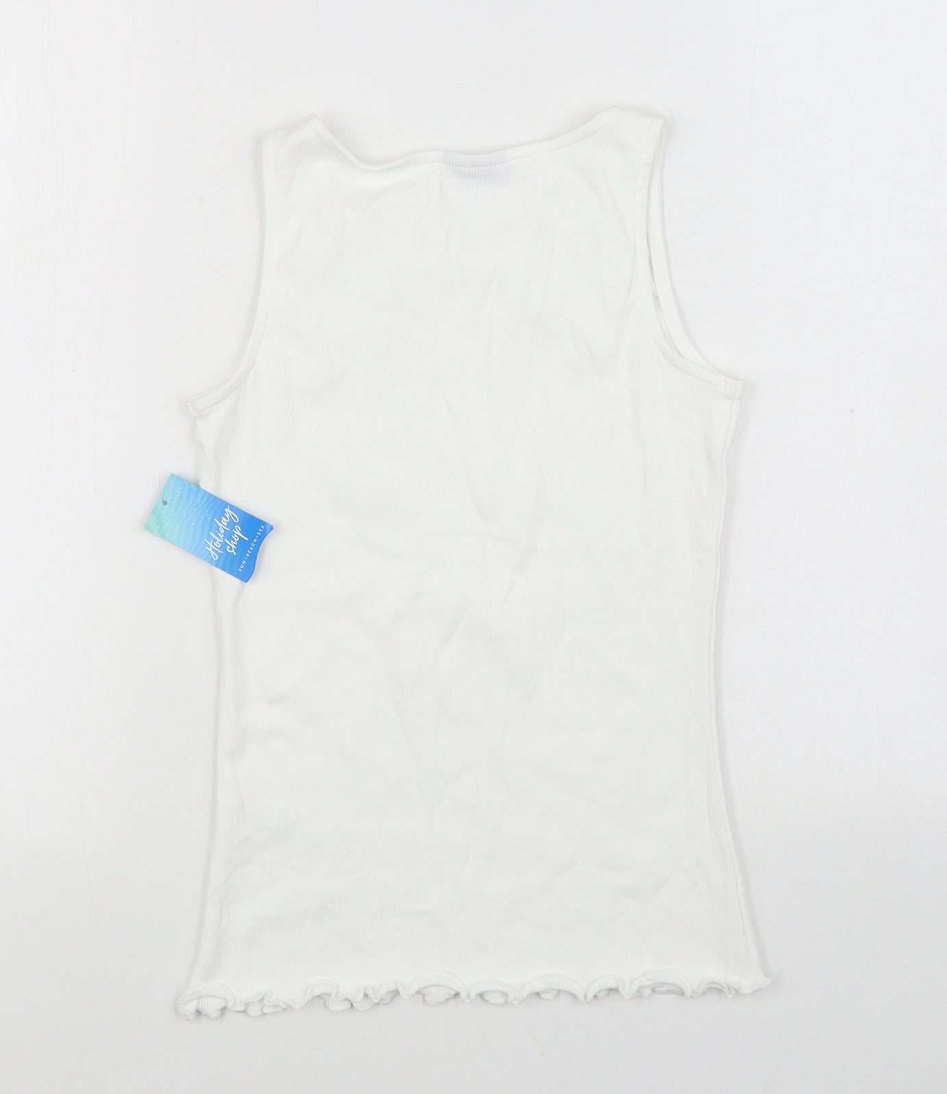 Matalan Girls White Cotton Basic Tank Size 13 Years Boat Neck Pullover