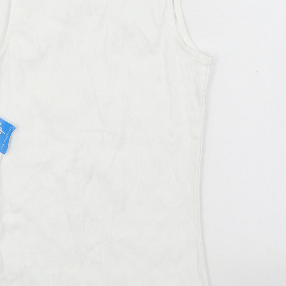 Matalan Girls White Cotton Basic Tank Size 13 Years Boat Neck Pullover