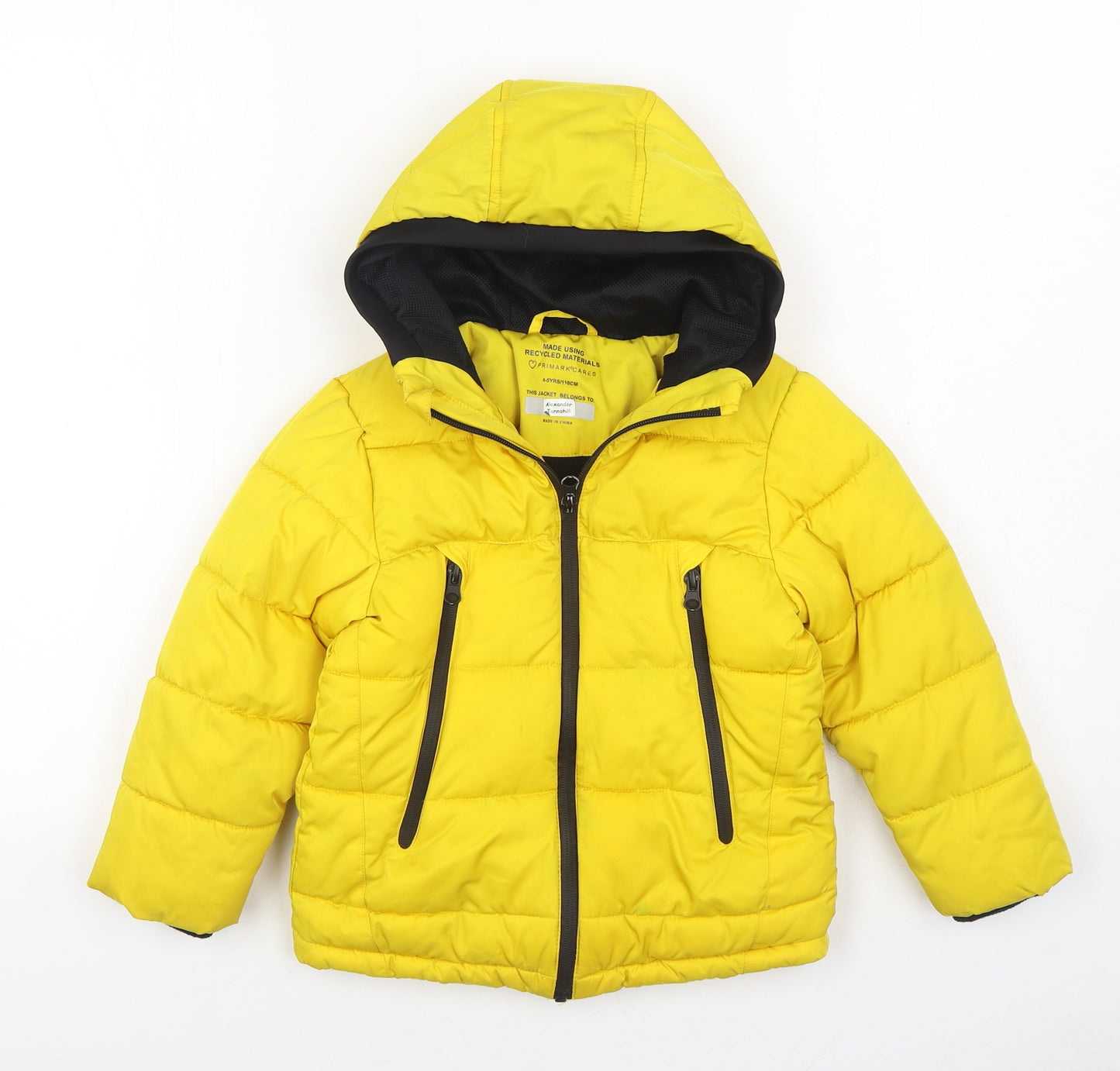 Primark Boys Yellow Rain Coat Coat Size 4-5 Years Zip