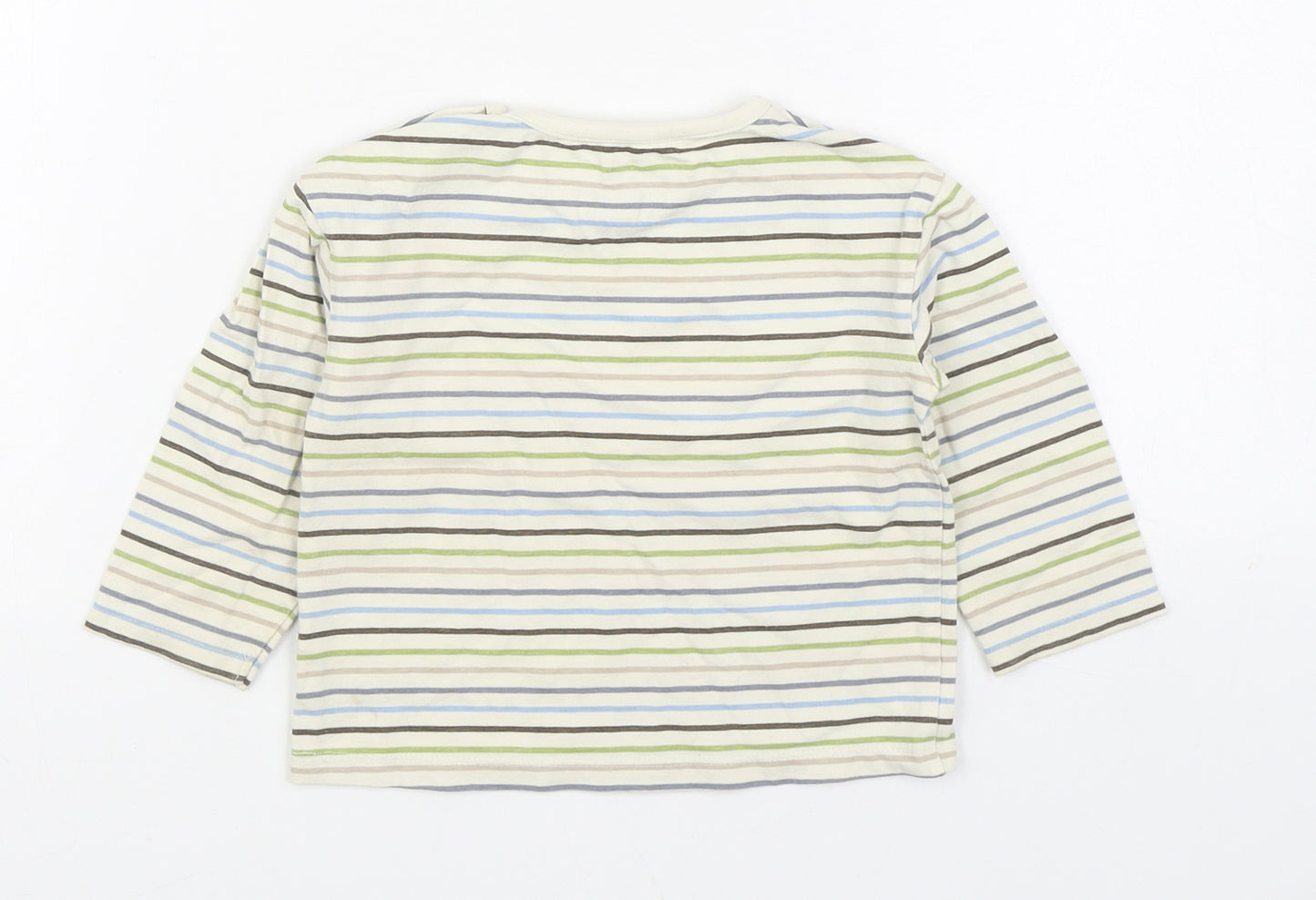 Willow Boys Multicoloured Striped Cotton Basic T-Shirt Size 12-18 Months Round Neck Pullover