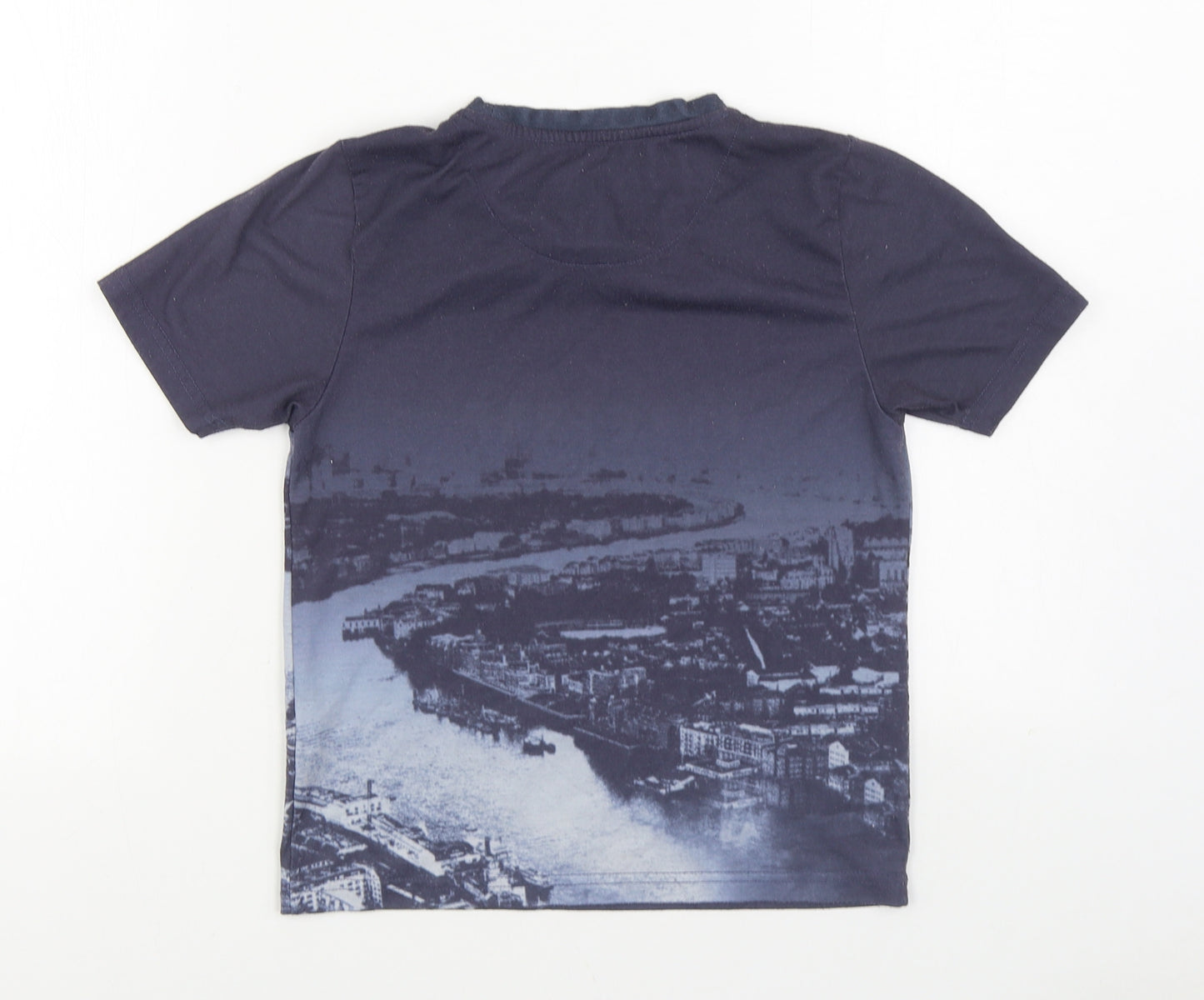Firetrap Boys Blue Polyester Basic T-Shirt Size 9-10 Years Round Neck Pullover