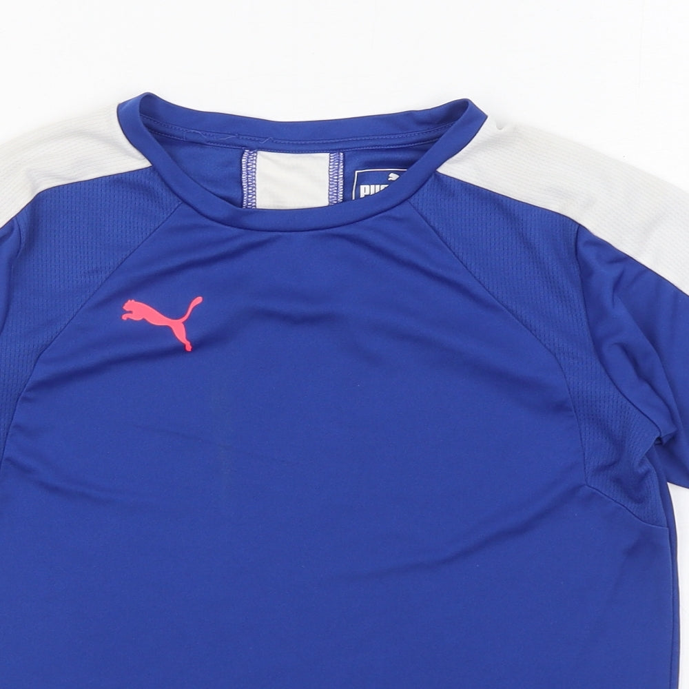PUMA Boys Blue Polyester Basic T-Shirt Size 11-12 Years Round Neck Pullover