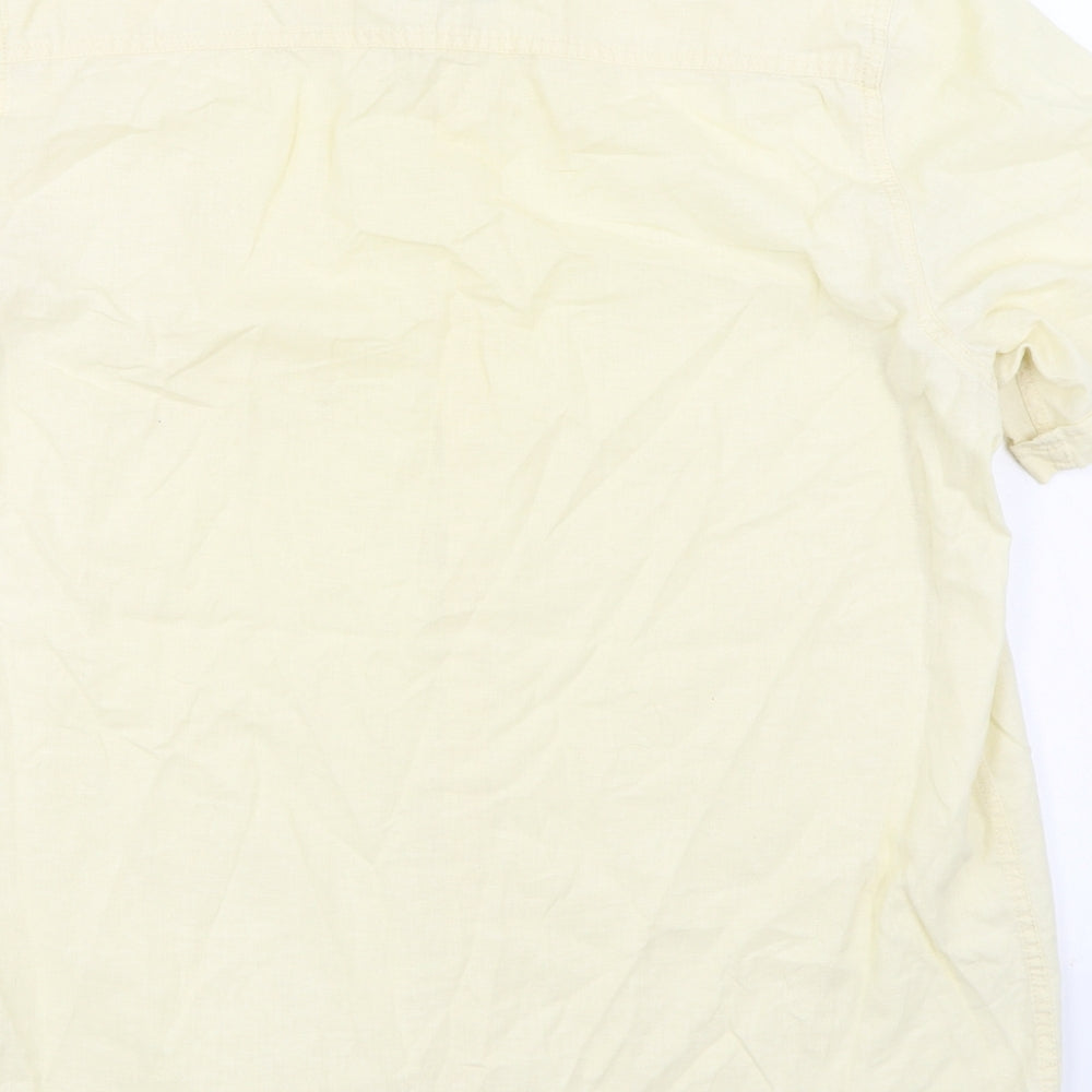 Stonebay Mens Beige Linen Button-Up Size L Collared Button