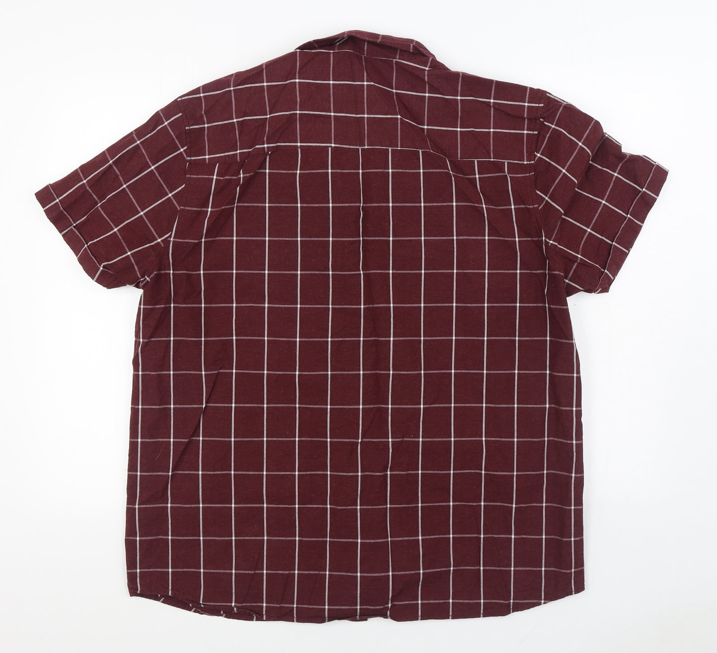 Peacocks Mens Red Plaid Cotton Button-Up Size XL Collared Button
