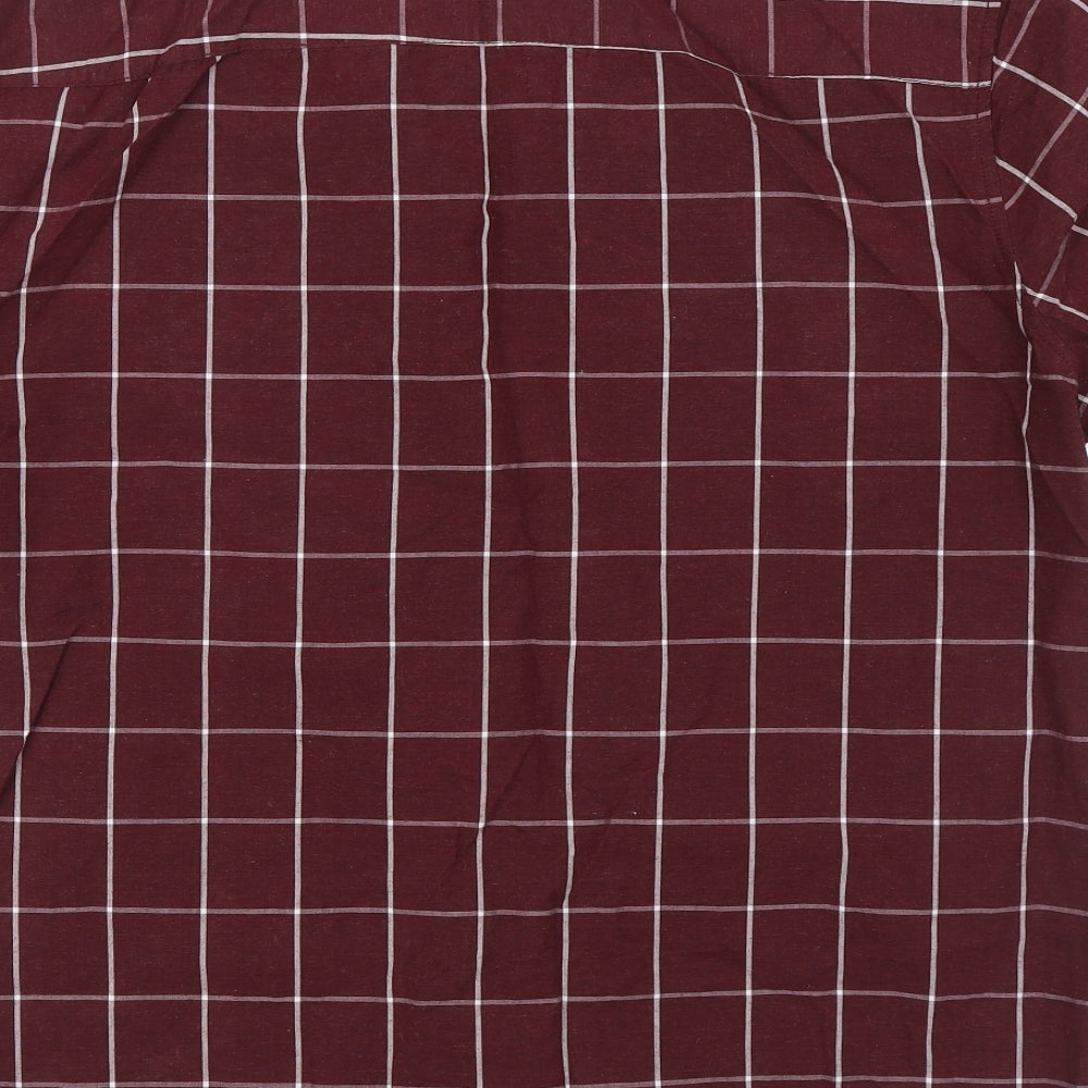 Peacocks Mens Red Plaid Cotton Button-Up Size XL Collared Button