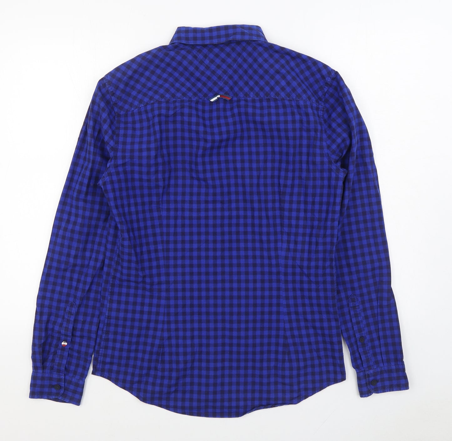 Tommy Jeans Mens Blue Check Cotton Button-Up Size S Collared Button